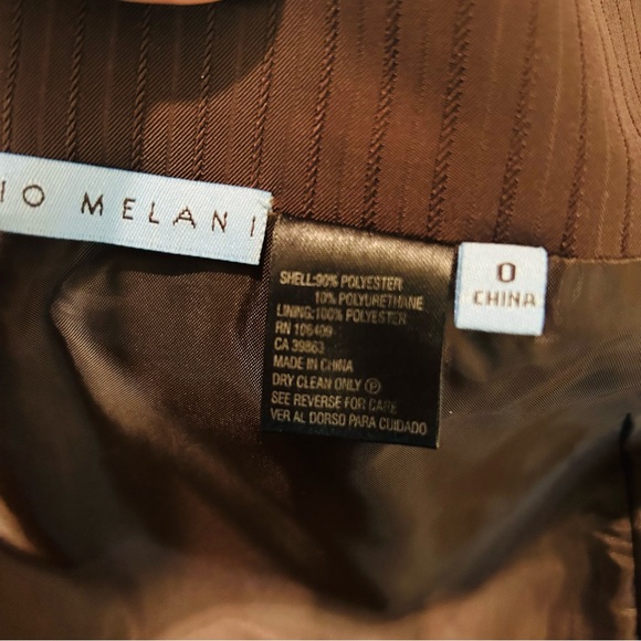 Antonio Melani brown bodycon sz 0 Double back slit mini skirt textured pinstripe - Picture 6 of 9